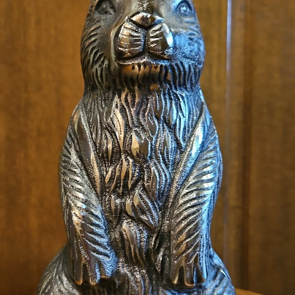 Silver Rabbit Sculpture 12.5" Tall Nice Hare Details - Picture 6 of 14